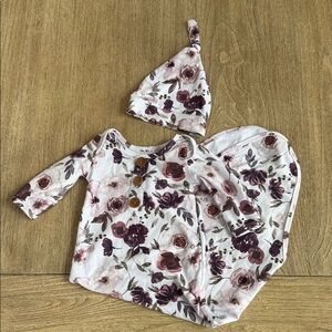 Caden Lane Floral Baby Gown 0-3 Months